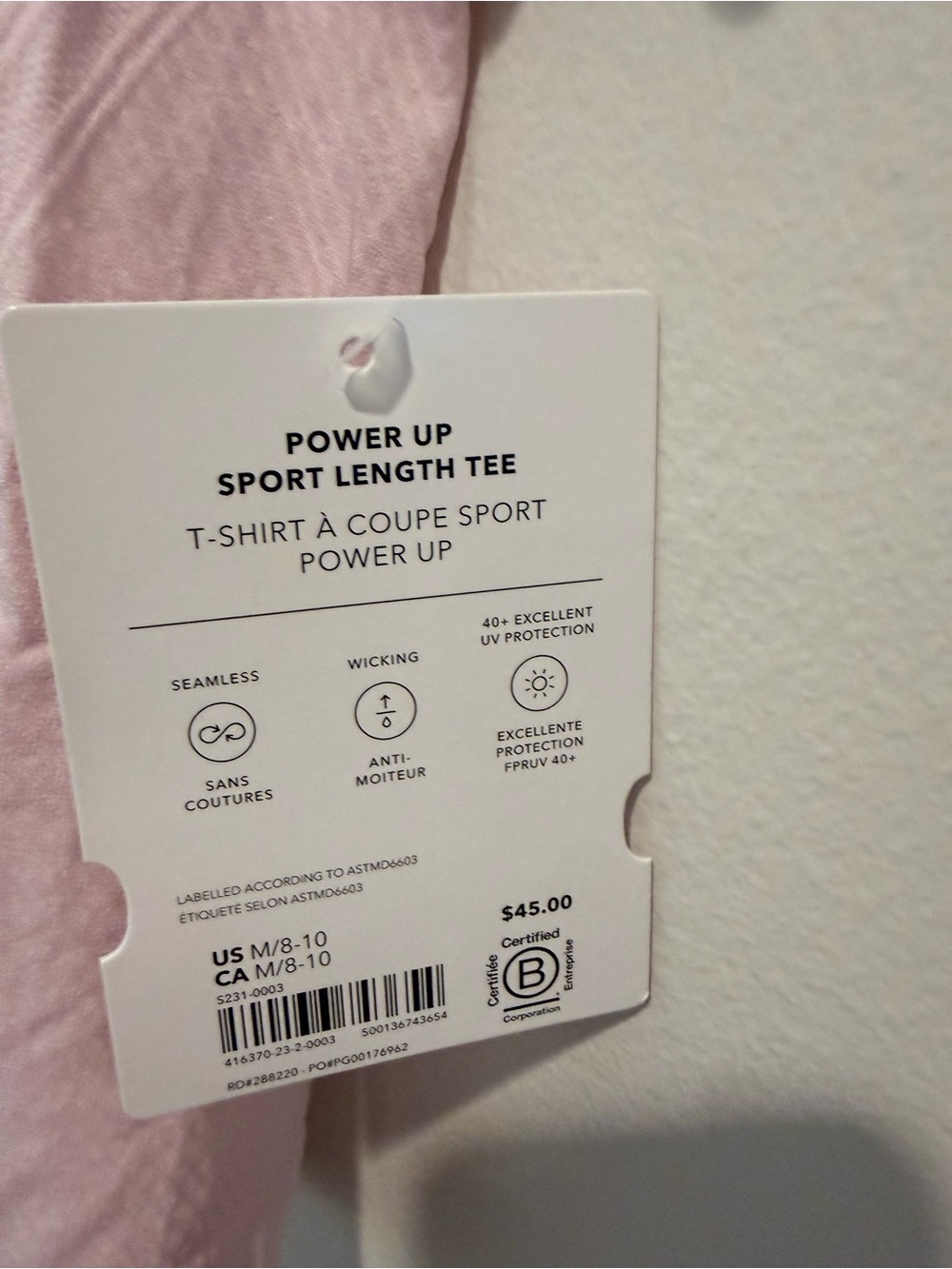NWT Athleta Girl Power Up Sport Length Tee Pink Seamless Active Top M 8-10 - Picture 4 of 9
